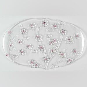 Walther Glas Cherry Blossom Pattern Clear Glass Serving Tray